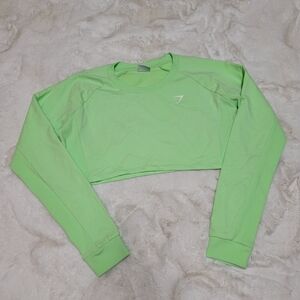Gymshark Cropped Training Sweater Crewneck Pullover Lime Green Size M
